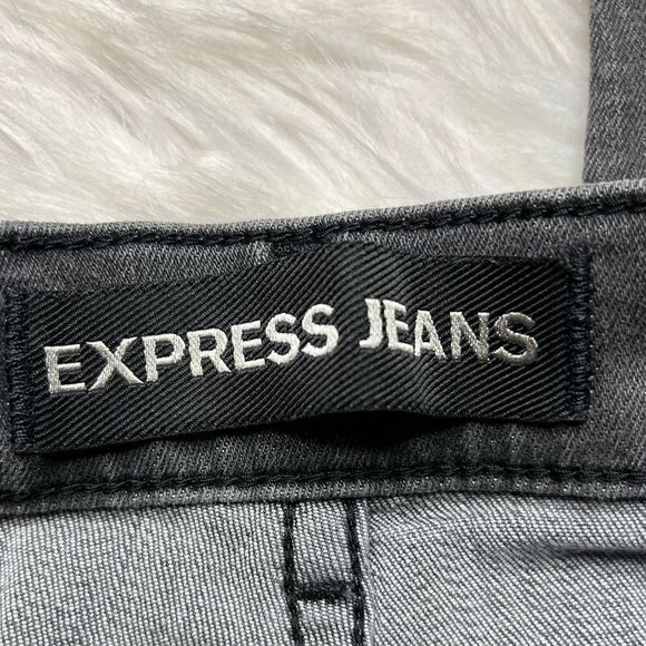 Express Ankle Legging High Rise Distressed Jeans Dark Grey Size 00R - Picture 5 of 7